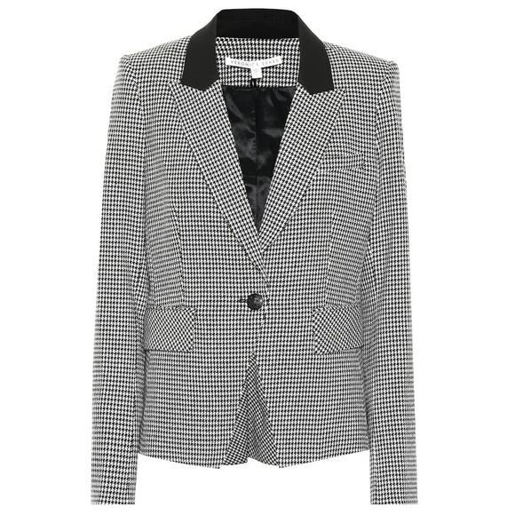Veronica Beard Airlie Dickey Jacket Black White Houndstooth Preppy Blazer Size 4 - Picture 3 of 16